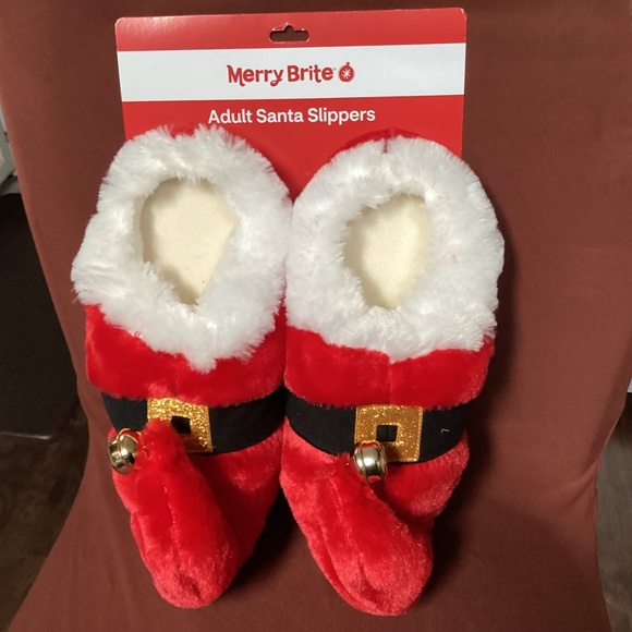 Merry Brite Adult Santa Slippers New Size M (7-8) - Picture 4 of 10